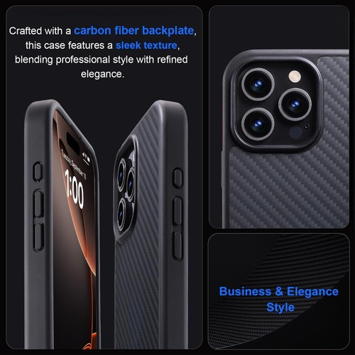 Real Carbon Fiber for iPhone 16 Pro Case Compatible with MagSafe, Aramid Fibe... - Picture 3 of 6