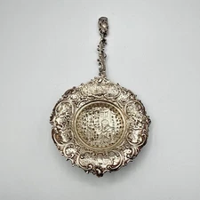 Antique Repossé Tea Strainer Ornate Scrollwork