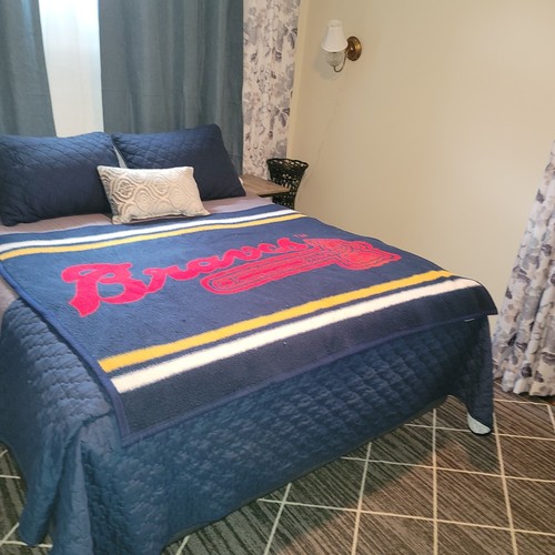 De Colección Biederlack Manta Lanzamiento Estadio Atlanta Braves MLB Béisbol 56"x50" EE. UU. GUC - Imagen 2 de 9
