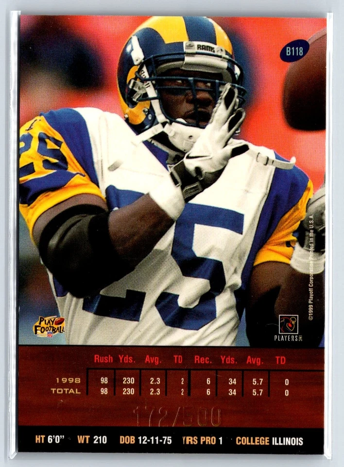 1999 Playoff Prestige SSD Spectrum Purple #B118 Robert Holcombe Rams /500 - Image 2 of 2