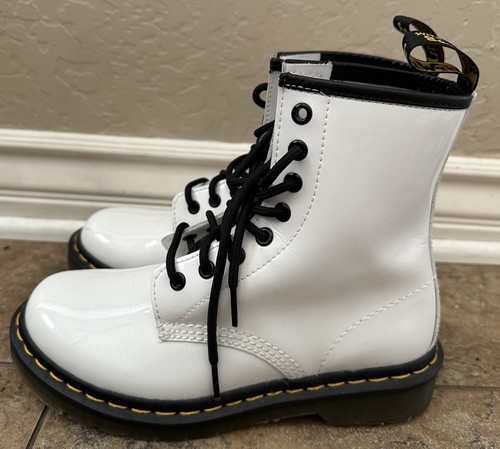Dr. Martens 1460 Bex White Patent Leather Lace Up Boots Size US 6 - Picture 2 of 7