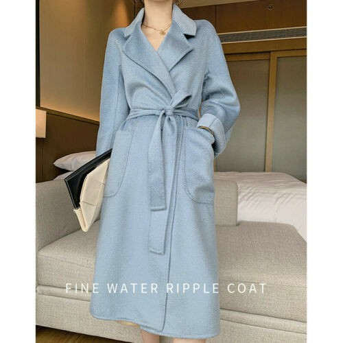 Mantel Gürtel 100% Wolle Trenchcoat Damen Winter doppelseitig Kaschmir - Bild 9 von 18