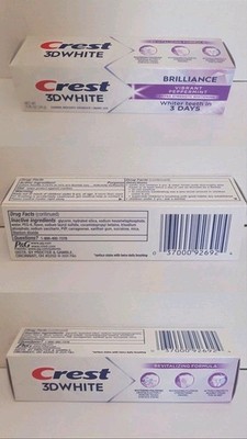 Crest 3D White Brilliance 0.85 oz Toothpaste 2 Pack Travel Size TSA OK