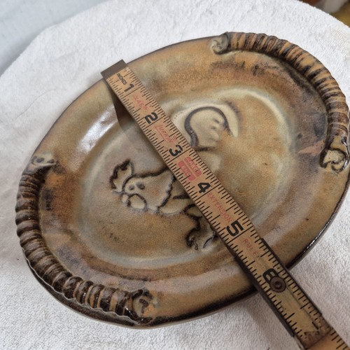 VINTAGE Studiokeramik Huhn Schale Hahn signiert Künstlername '07 Steinzeug  - Bild 2 von 9