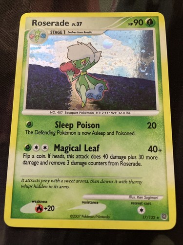 Roserade 17/132 Holo BLEED & SWIRL Secret Wonders Pokemon TCG 2007 PL