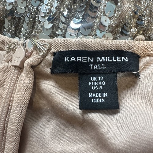 Designer KAREN MILLEN PEARL GOLD SILVER DRESS RRP$800 - Picture 8 of 9