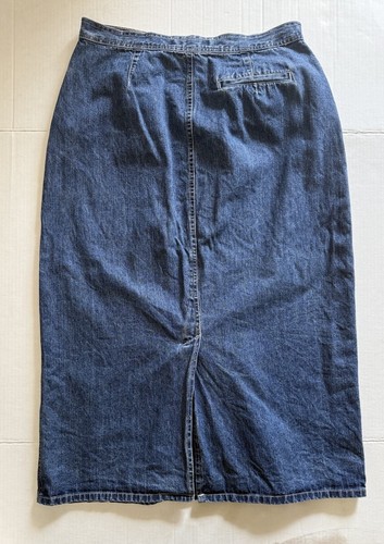 VTG Gloria Vanderbilt Button Down Womens Denim Maxi Skirt Sz 14 Blue Modest Boho - Picture 3 of 8