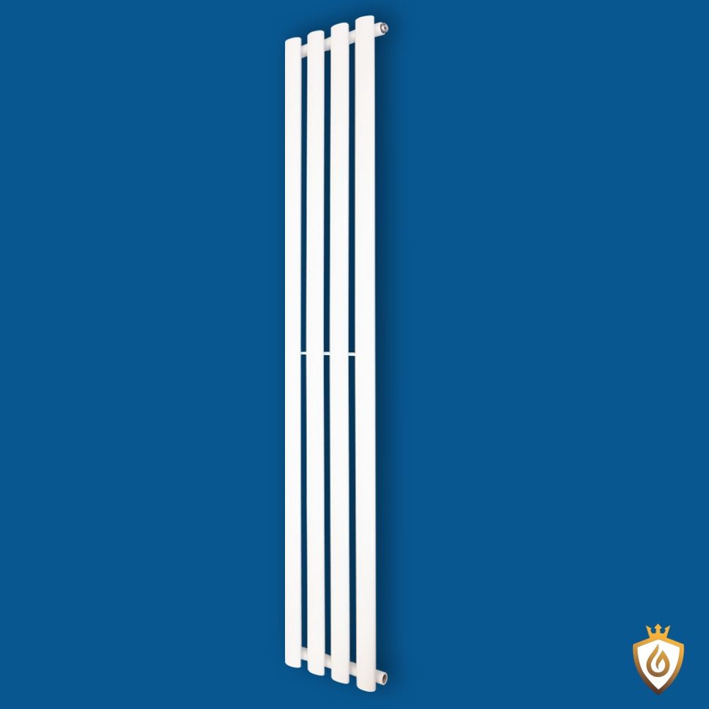 White Oval Tube Radiator Vertical Designer Heater 280mm x 1800mm 2854 BTUs
