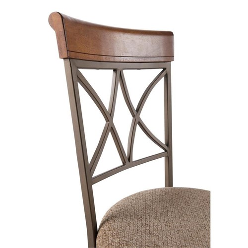 Linon Hamilton Metal Swivel Counter Stool Padded Beige Seat in Matte Pewter - Picture 8 of 11