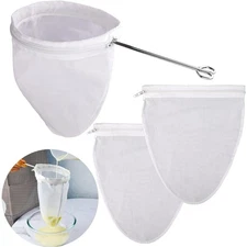 Ultra Fine Mesh Strainer Bags, Reusable Mesh Filter Bags with Stainless Steel...