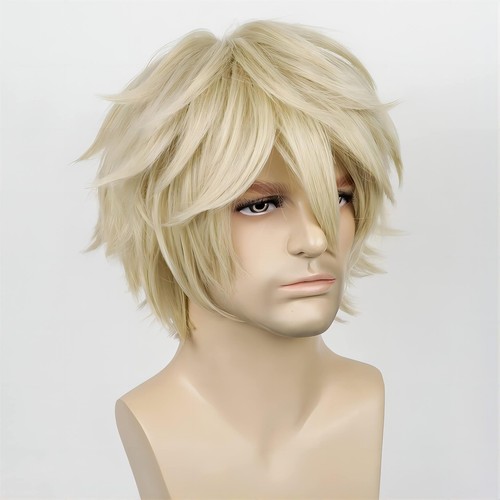 Alacos Blonde Wig Short Fashion Spiky Layered Anime Cosplay Wig Halloween Chr... - Picture 3 of 8
