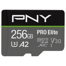 PNY Micro SD Card PRO Elite 256GB XC Class 10 UHS-I U3 A2 V30 + SD adapter P-SDU