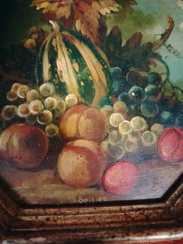 Bellissima coppia di dipinti in miniatura ottagonali raffiguranti natura morta - Foto 13 di 17