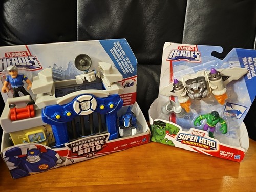 Transformers Rescue Bots Griffin Rock Police Station &  Astro Hulk Super heroes  - Picture 1 of 15