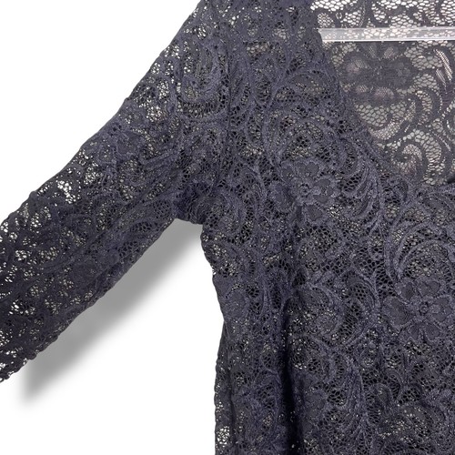 Mela Purdie Black Lace Top Women’s Size AU 14 Floral Sheer Long Sleeve Blouse - Foto 4 di 9