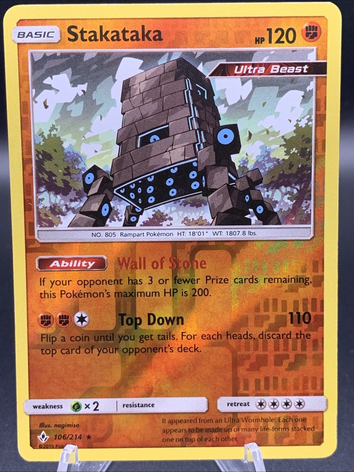 Pokémon Stakataka Holo Rare SM - Unbroken Bonds 106/214 NM