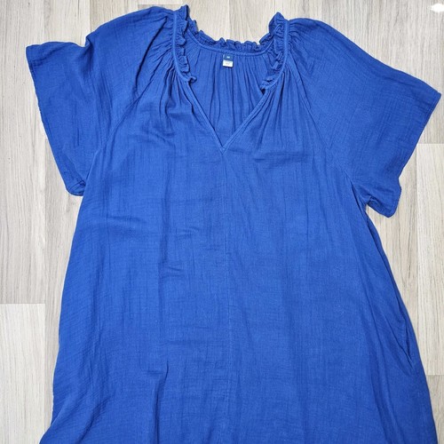 Old Navy Womens Blue Dress 2X V-neck Cotton Knee Length - Picture 2 of 8