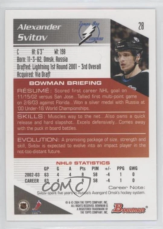 2003-04 Bowman Draft Picks Alexander Svitov #28 - Image 2 of 2
