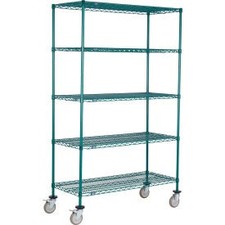 Nexel 5 Shelf Truck Poly-Green 42""W x 14""D x 60""H Polyurethane Swivel Casters