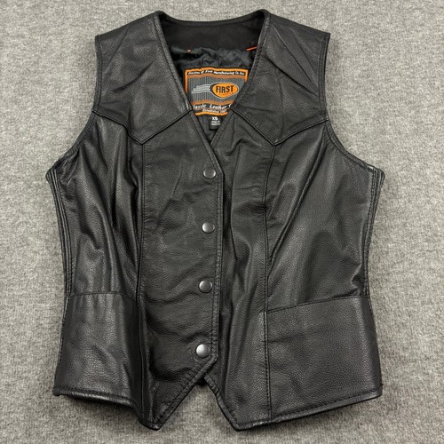 First Classics Damen XS Leder Motorrad Weste Biker Cruiser Minimalistisch, Rebel - Bild 4 von 12