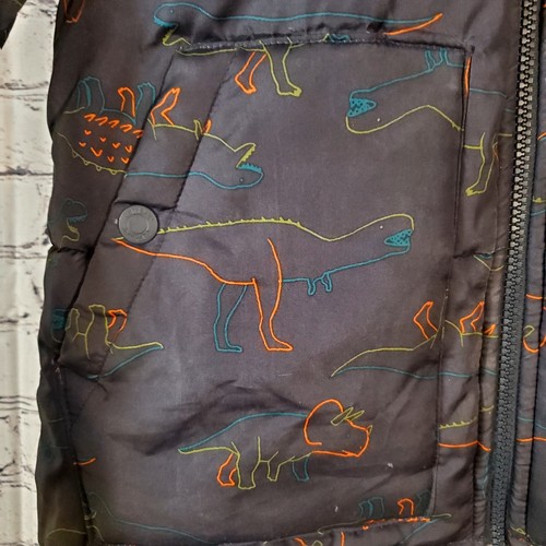 Carters Boys Dinosaur Puffer Jacket Winter Coat Size 10 Sherpa Lined Hooded - Picture 2 of 13