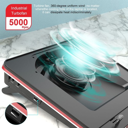 GT500 Leistungsstarker Turbo-Lüfter (5000 U/min) Laptop Cooling Pad mit stufenloser - Bild 2 von 5