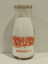 TRPHP Milk Bottle Sweet Clover Dairy Farm Chas Dahl Roosevelt LI NY NASSAU CO 