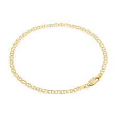 10K Yellow Gold Solid 2.5mm Womens Mariner Anchor Flat Link Chain Bracelet 7.5"