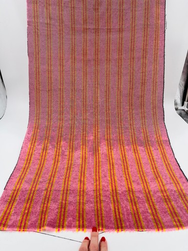 Pink Silk Moire Fabric By 2 Meters, Watermark Patterned, Yellow Striped - Picture 13 of 14