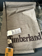 Timberland Men  s Gray/Black Knit Logo Rectangle Scarf Acrylic T100906C