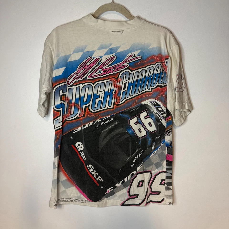 Camiseta Gráfica De Colección Jeff Burton #99 Nascar Blanca Púrpura Rayos AOP M? Foto 3 de 4