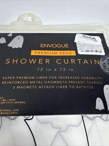 TENDA DOCCIA HALLOWEEN GHOSTS NERO BIANCO PREMIUM PEVA INVIDIA 72x72" NUOVA! - Foto 6 di 7
