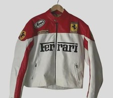 Handmade Ferrari Racing Jacket: Genuine Cowhide Leather Motorsport Coat