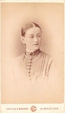 CDV Card Victorian Woman Collar Broach Cavilla & Bruzon Gibraltar Photograph