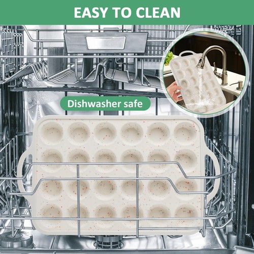 3 Pack Mini Muffin Silicone Molds, Metal Reinforced Frame Cupcake Pans 24 Cup... - 第 6/7 張圖片