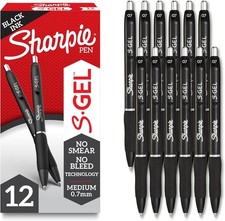 Sharpie S-Gel Gel Pens, Black Barrel, Medium Point 0.7Mm , Black Gel Ink Pens,