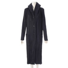 ISSEY MIYAKE 1998 Vintage Pleated Design Bicolor Long coat IM82-FA603 Black ...