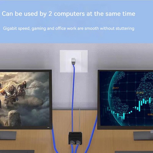 Ethernet Splitter RJ45 1 In 2 Out 1000Mbps USB C Power Safe Stable Signal LAN FY - Afbeelding 9 van 24