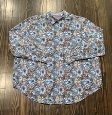 Robert Graham Button Up Shirt Men s 2XL Blue Floral Print Cotton