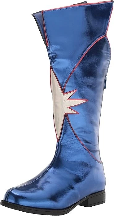 Ellie Zapatos Mujer Hasta la Rodilla Superhéroe Halloween Moda Bota, Azul, 9 Foto 3 de 4