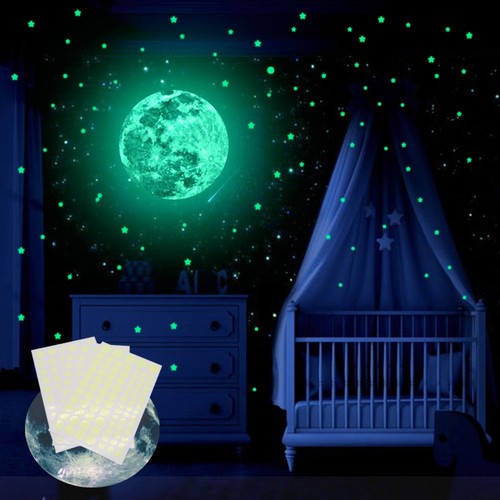 230 Stelle Luminose E 1 Luna Nel Buio Stella Adesivi Plastica Soffitto Parete Ca - Foto 4 di 12
