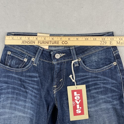 Levi’s Curvy Boot Cut 528 Juniors 3 Medium Distressed Iced Indigo Stretch Jeans - Picture 10 of 19
