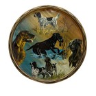 Vtg Hunting Dogs Round Wall Art Metal Tray Pointer Retriever Spaniel Ken Haag