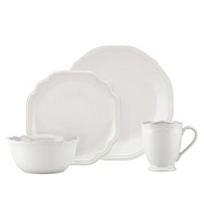 Lenox White French Perle Bead 4-Piece Place Setting Tableware 6.45 LB