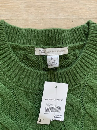 WOMEN'S CATO GREEN SHORT-SLEEVE CARDIGAN SWEATER SHIRT SIZE SMALL - Picture 3 of 3