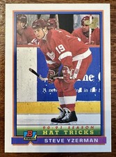 1991 Bowman Hockey #41 Steve Yzerman Detroit Red Wings Hat Tricks