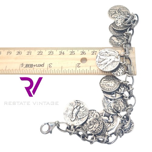 Mint Vintage Silpada Sterling Silver Roman Coin Bracelet 7.5" - Picture 12 of 13