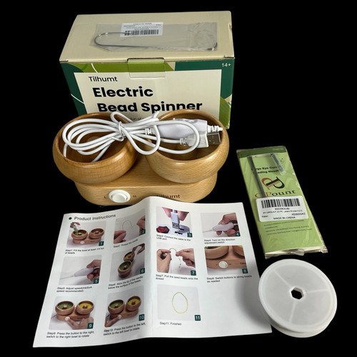 Electric 2 Bowl Wooden Bead Spinner Spin Beading Kit Adjustable Speed Jewelry
