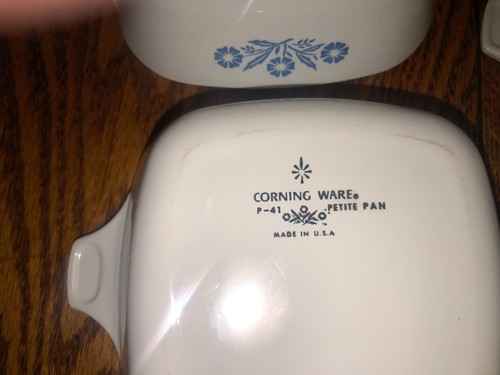 3 Corning Ware Blue Cornflower Petite Pans W/Plastic Lids P-41 - Picture 5 of 5