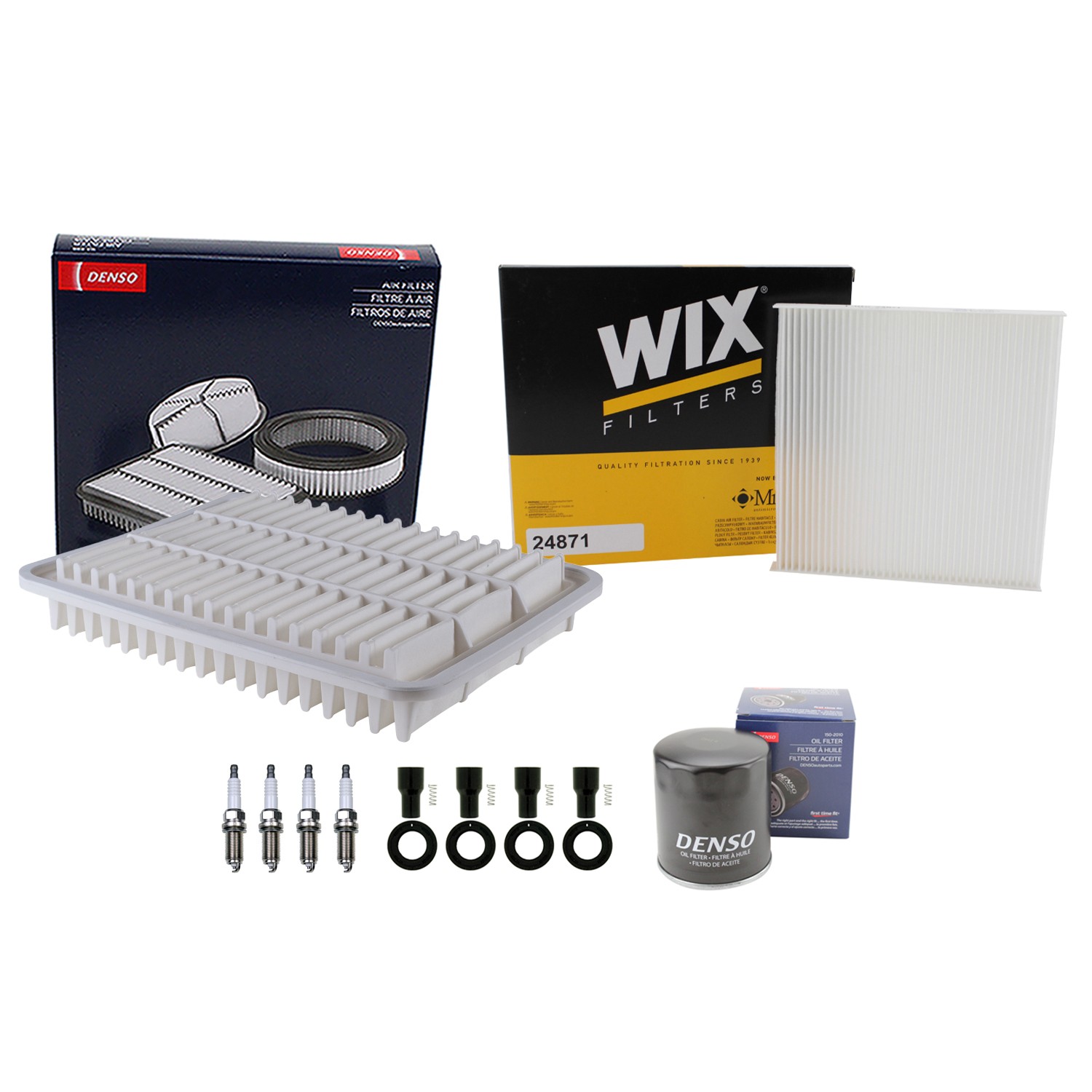 Denso Tune Up Kit NGK 4 Spark Plugs  Boot Kit for Toyota Tacoma L4 2TR-FE Vin X